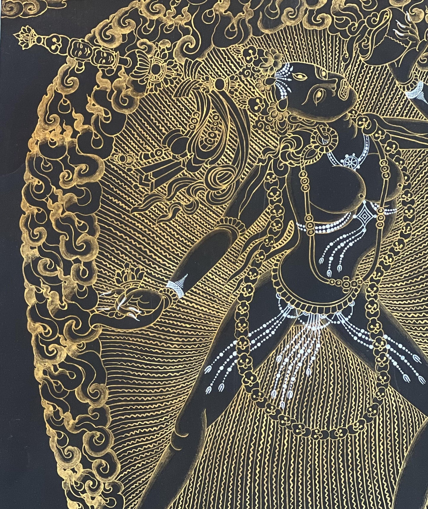 Vajrayogini Black and Gold Thangka Painting | Hand-Painted Masterpiece Tibetan Buddhist Art