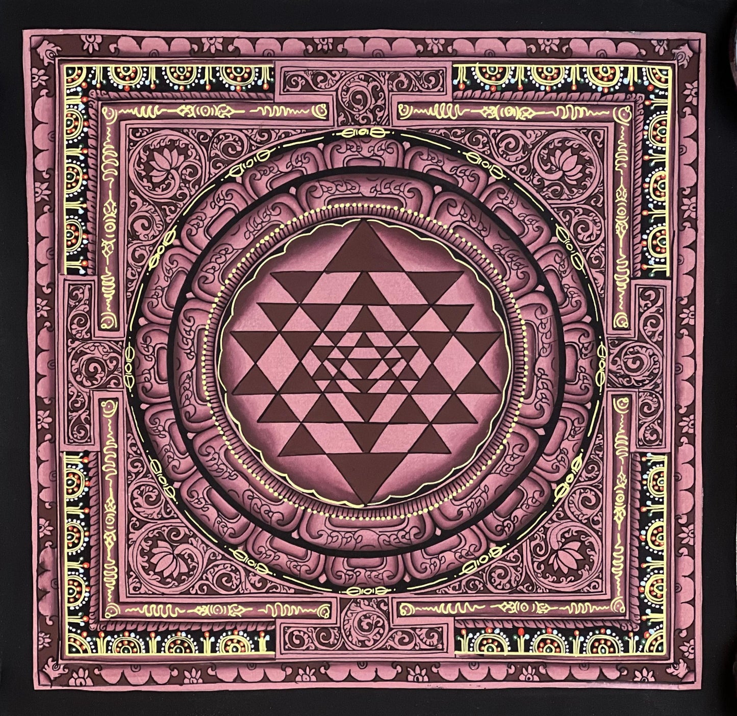 Sri Yantra Mandala Painting - Sacred Geometry Art | Shri Vidya School Inspired | Shree Yantra Decor