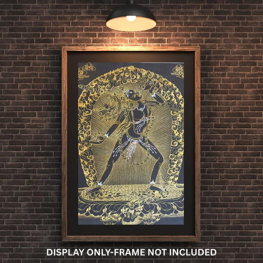 Vajrayogini Black and Gold Thangka Painting | Hand-Painted Masterpiece Tibetan Buddhist Art