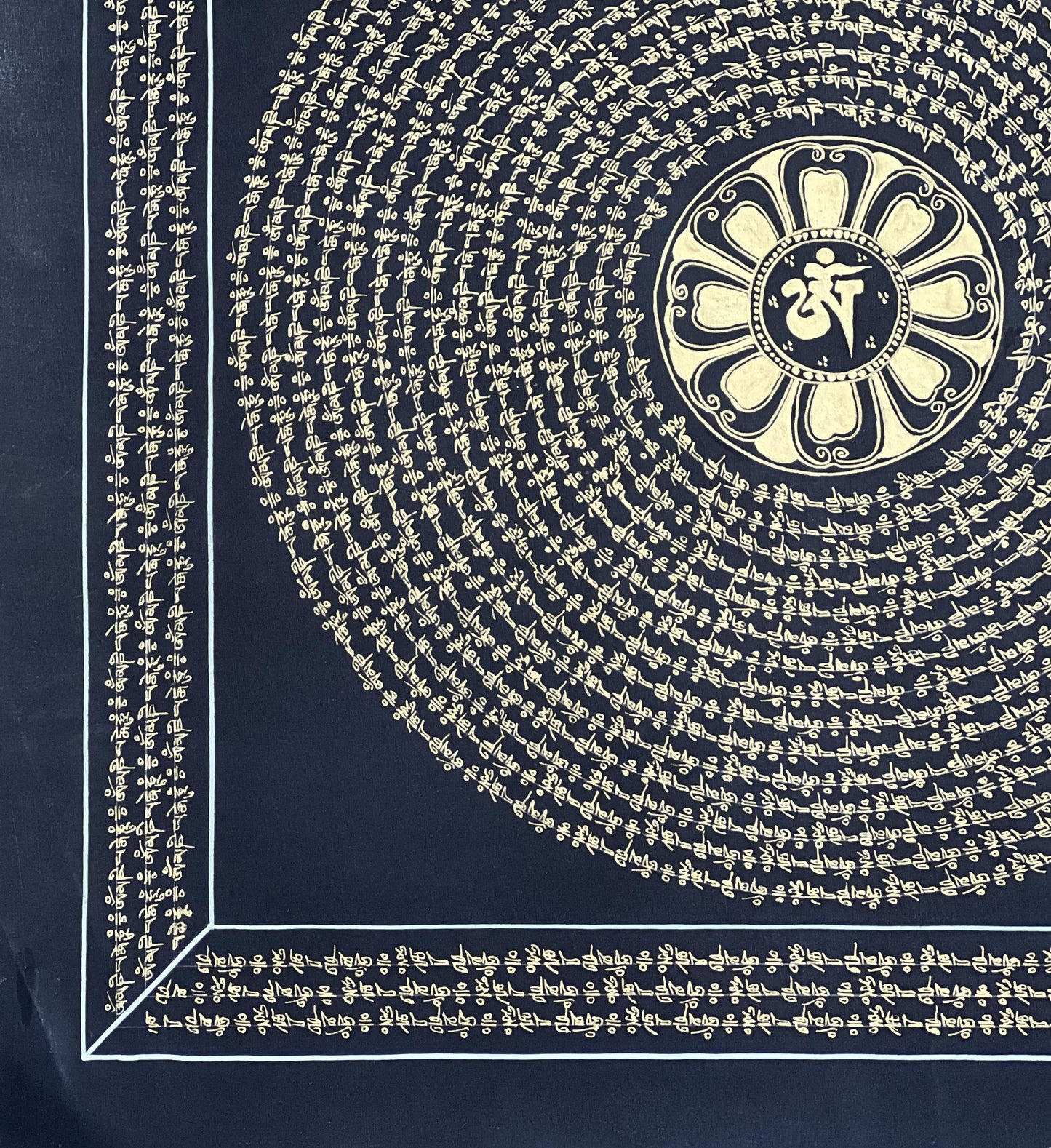 Handmade Om Mantra Mandala Thangka Painting | Tibetan Meditation Art