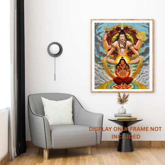 Shiva Parvati Union Painting | Hand-Painted Hindu Art on Canvas