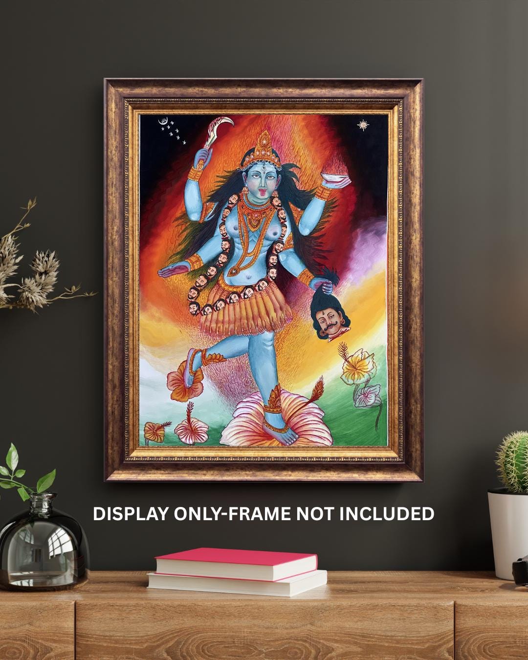 Original Hand-Painted Newari Paubha Thangka of Goddess Mahakali - Spiritual Masterpiece Art