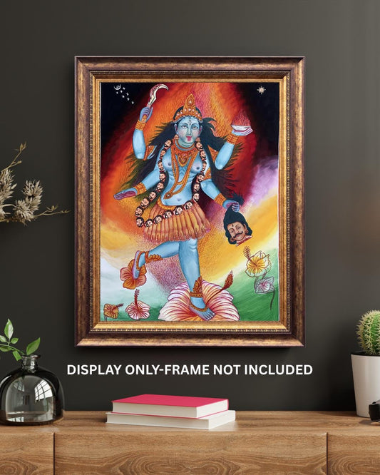 Original Hand-Painted Newari Paubha Thangka of Goddess Mahakali - Spiritual Masterpiece Art