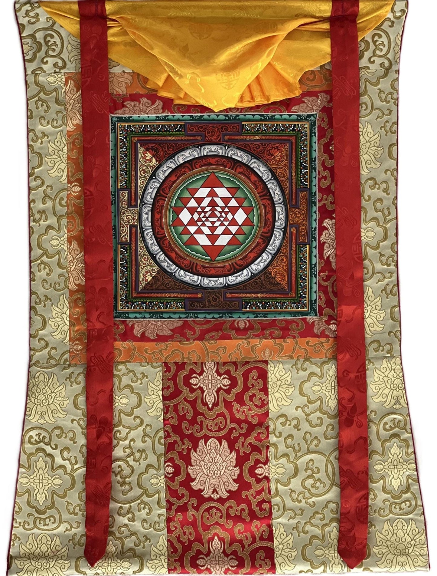 Shri Yantra Mandala Painting | Newari Sacred Art Silk Thangka