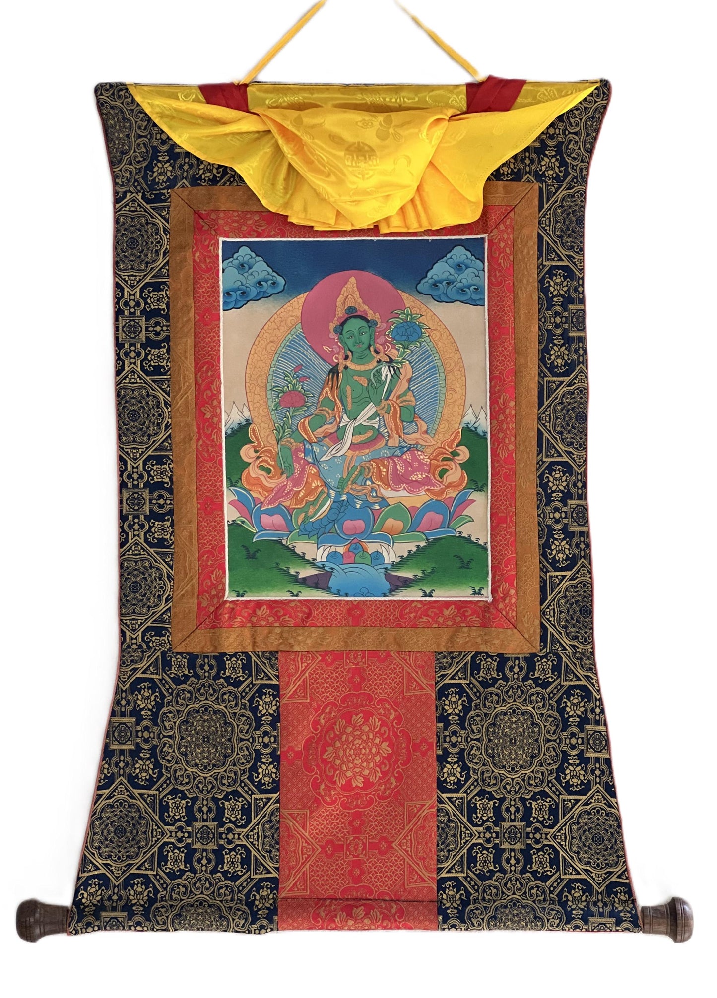 Green Tara Tibetan Thangka | Hand-Painted Buddhist Goddess Art