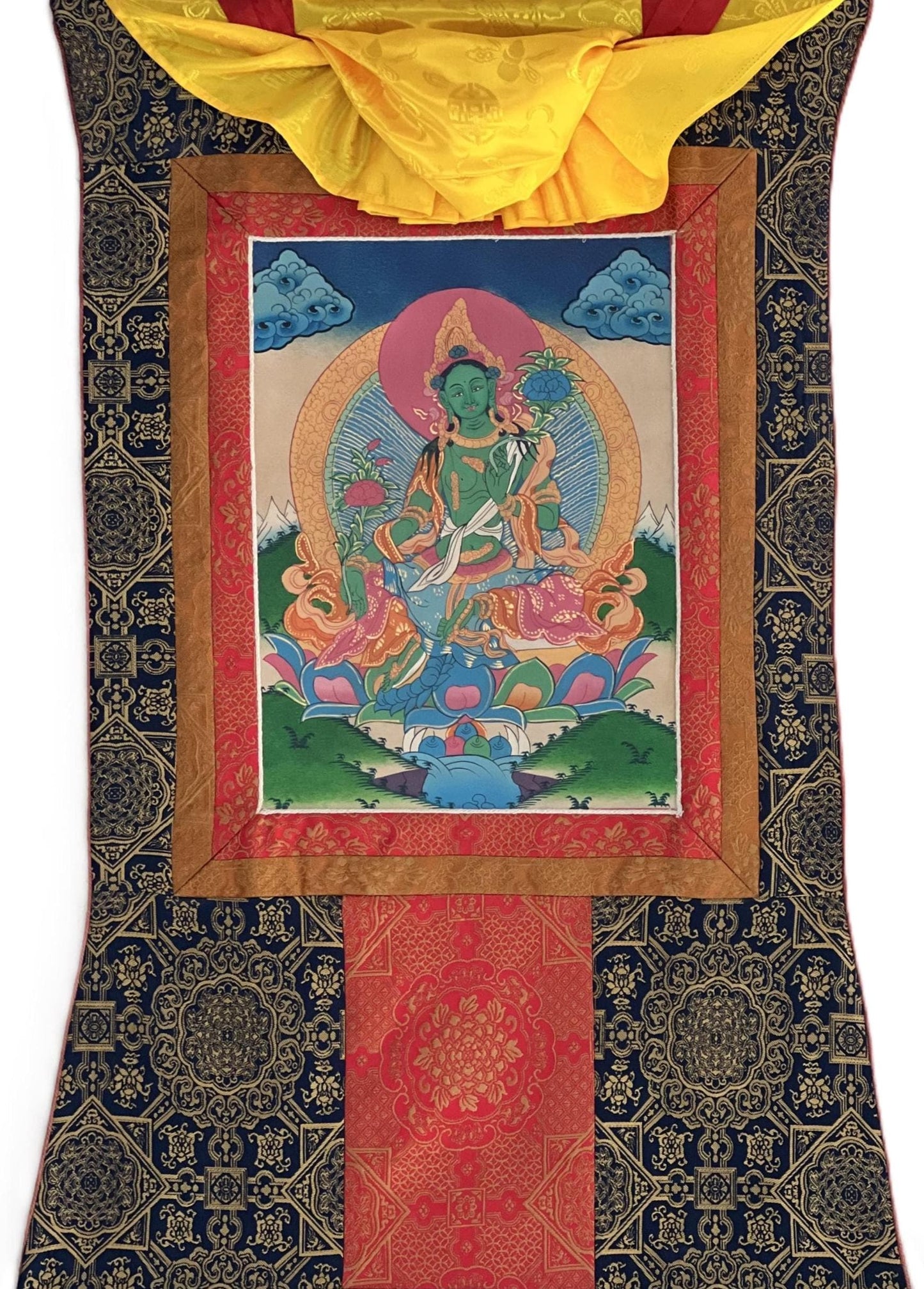 Green Tara Tibetan Thangka | Hand-Painted Buddhist Goddess Art
