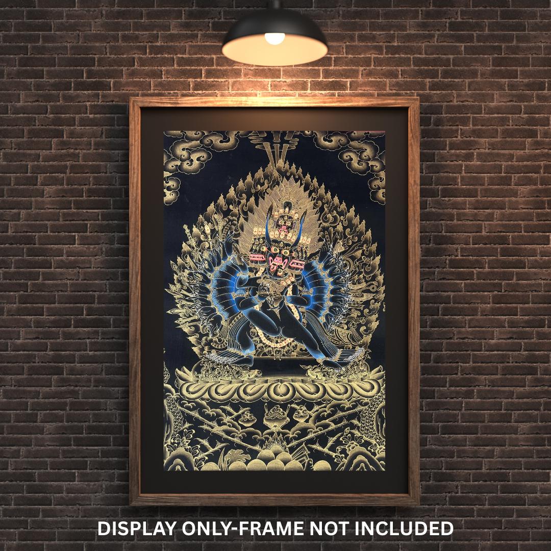 Yamantaka Thangka Painting, God of Protection, Hand-Painted in Nepal
