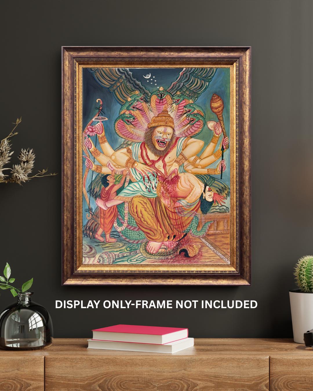 Narasimha Thangka Painting | Fierce Avatar of Vishnu | Hand-Painted Hindu  Art | Protection and Power