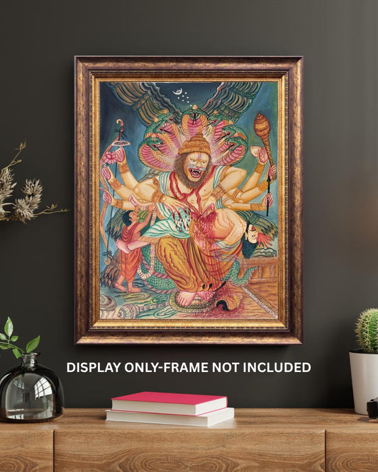 Narasimha Thangka Painting | Fierce Avatar of Vishnu | Hand-Painted Hindu  Art | Protection and Power