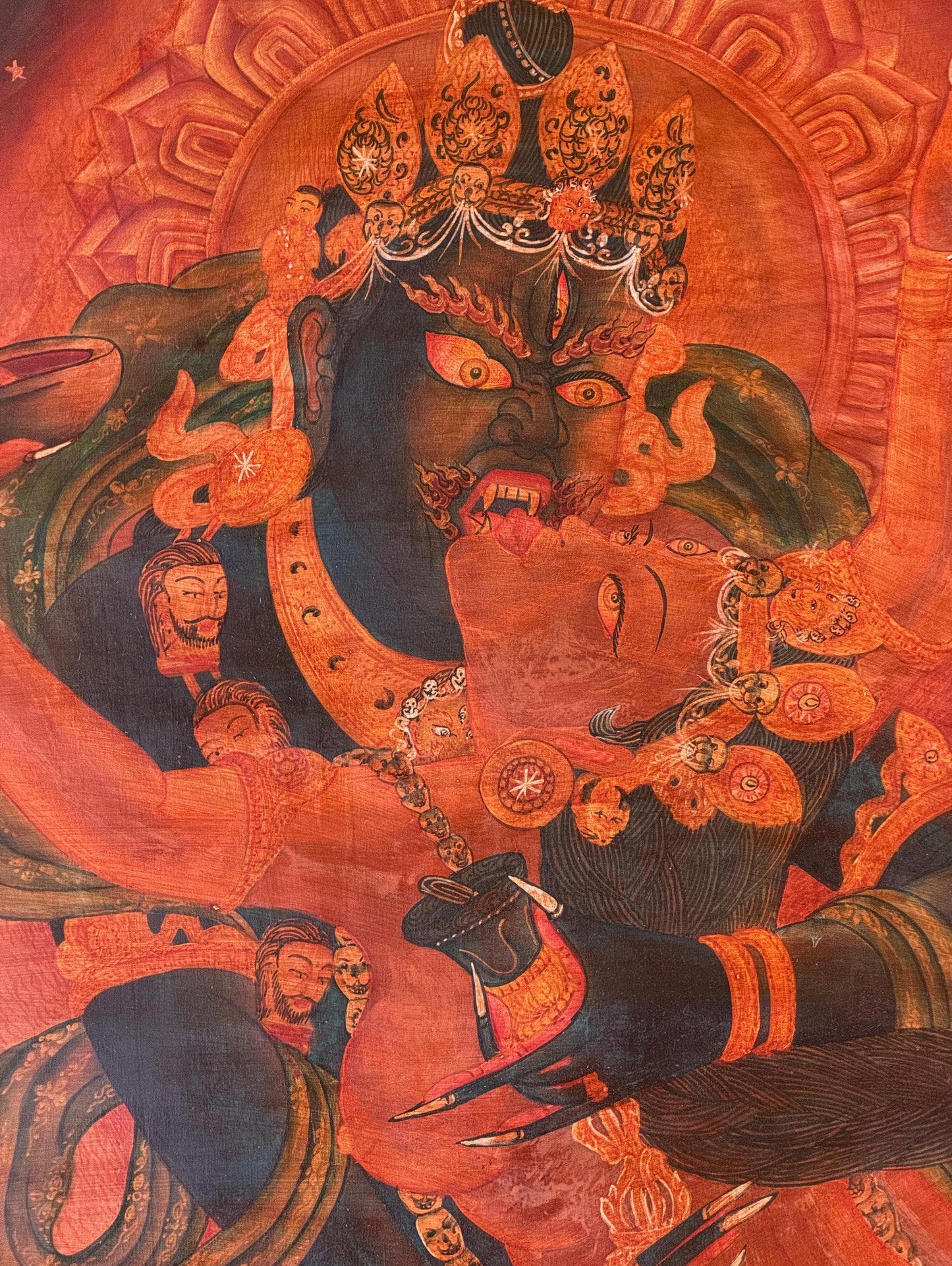 Chakrasamvara Shakti Thangka | Hand-Painted Newari Paubha | Oil-Varnished Buddhist Art | Tantric Yab-Yum ( Union ) Painting