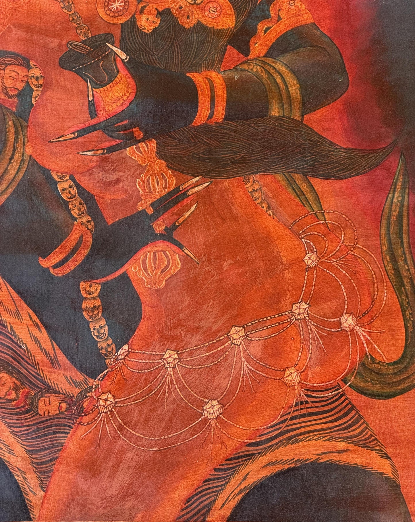 Chakrasamvara Shakti Thangka | Hand-Painted Newari Paubha | Oil-Varnished Buddhist Art | Tantric Yab-Yum ( Union ) Painting