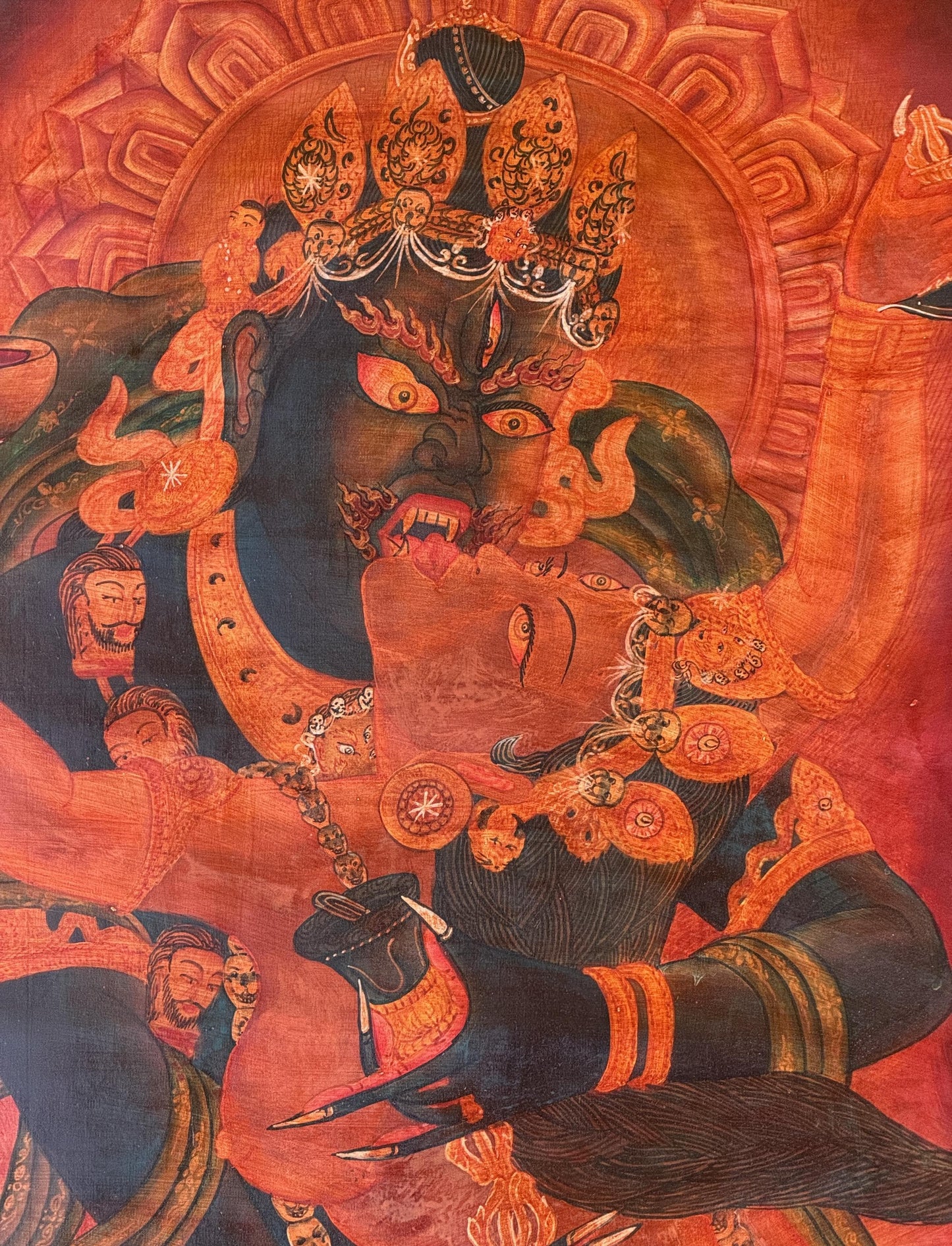 Chakrasamvara Shakti Thangka | Hand-Painted Newari Paubha | Oil-Varnished Buddhist Art | Tantric Yab-Yum ( Union ) Painting