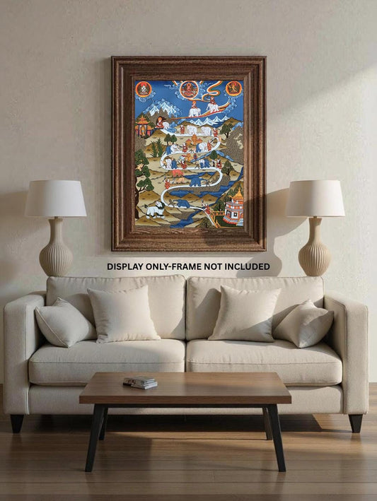 Samatha Meditation Thangka • Tibetan Buddhist Masterpiece Art • Nine Stages of Calm Abiding • Mind Training