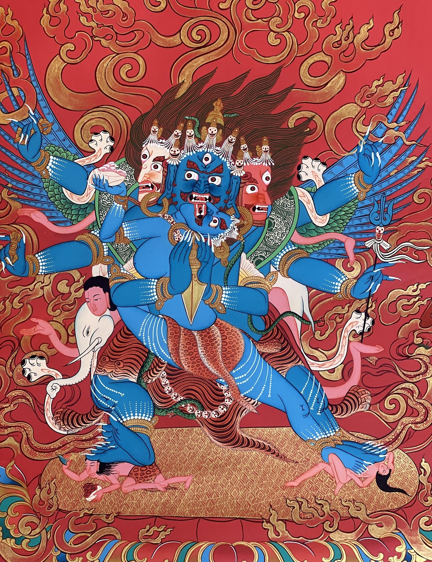 Large Vajrakilaya Tibetan Thangka Painting – Masterpiece Buddhist Art, Spiritual Decor, Handcrafted Art