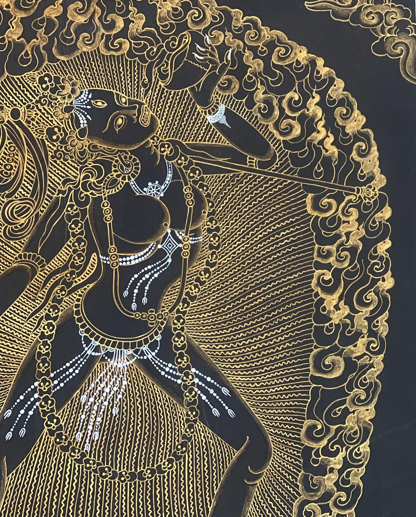 Vajrayogini Black and Gold Thangka Painting | Hand-Painted Masterpiece Tibetan Buddhist Art