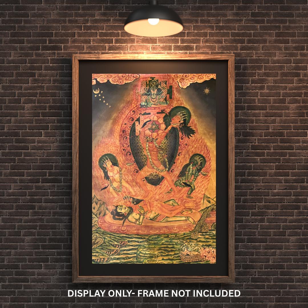 Chhinnamasta Thangka Painting – Original Hand-Painted Hindu Buddhist Art | Mahavidya Goddess | Sacred Tantric Masterpiece | Oil-Varnished