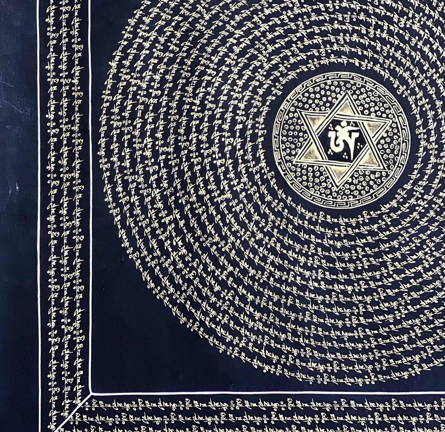 Handmade Om Mantra Mandala Thangka Painting | Tibetan Meditation Art