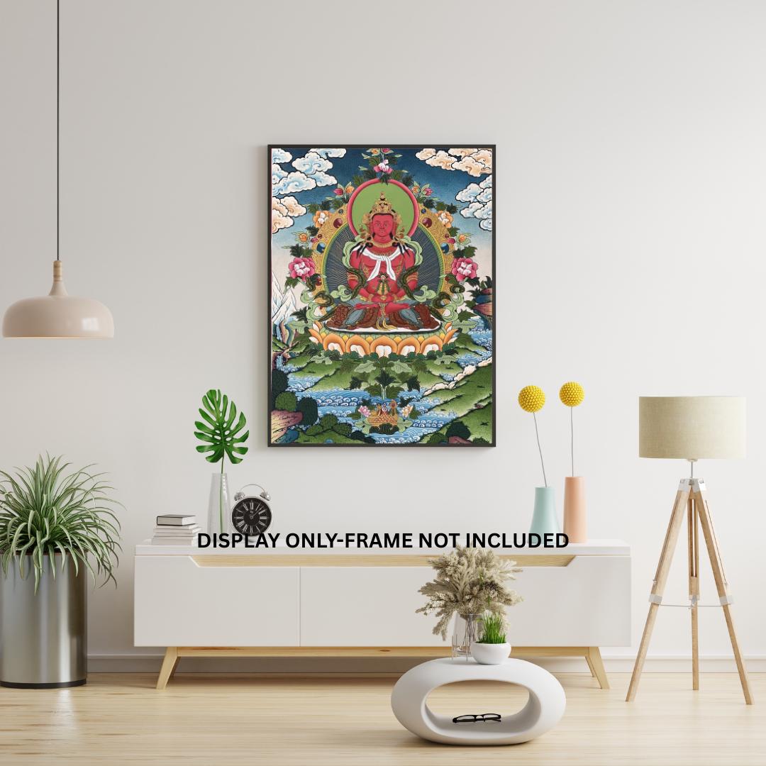 Amitayus Tibetan Thangka • Long Life Buddha • Hand-Painted Masterpiece • Sacred Buddhist Art