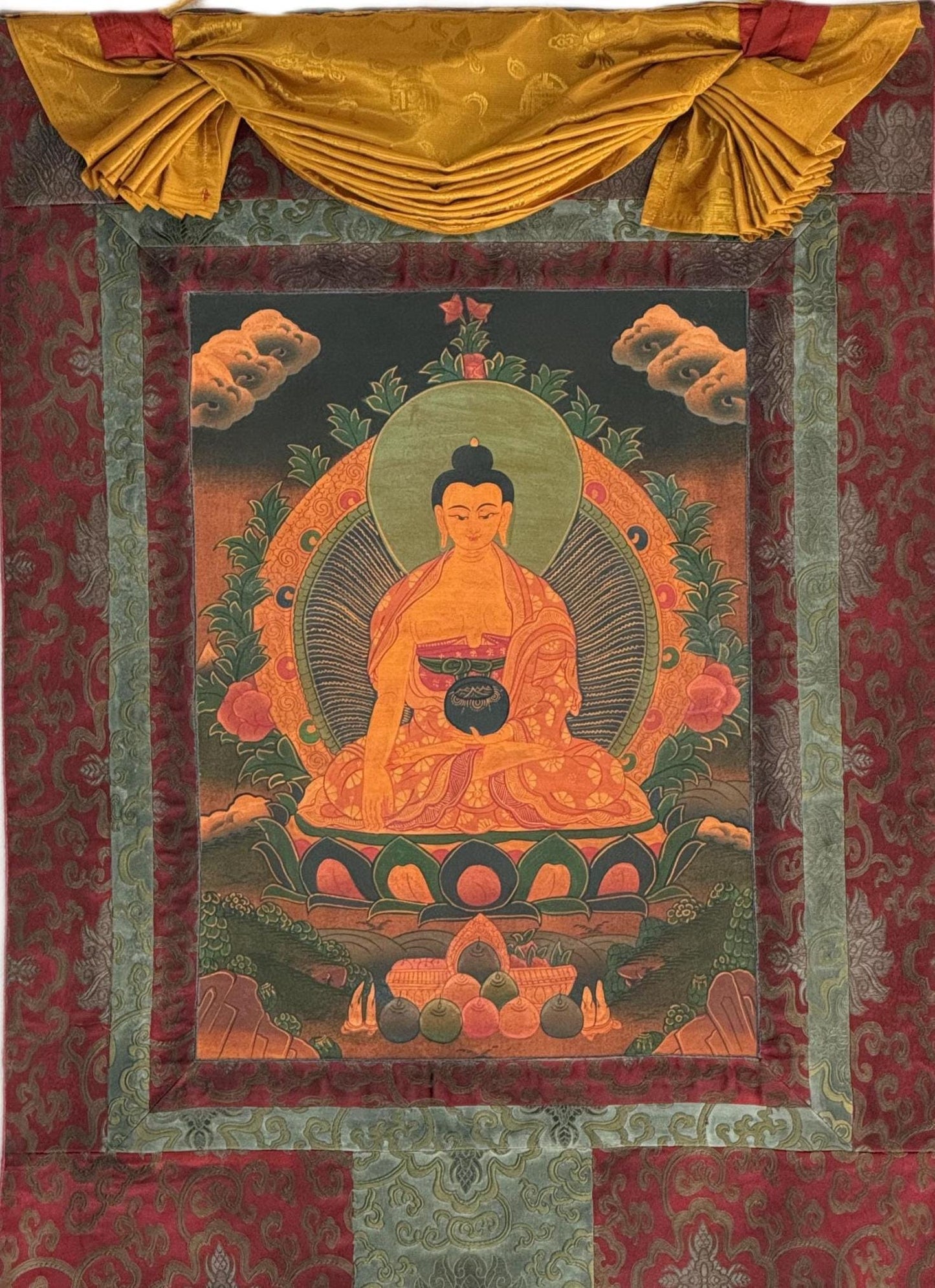 Hand-Painted Shakyamuni Buddha Thangka | Oil Varnished Tibetan Art