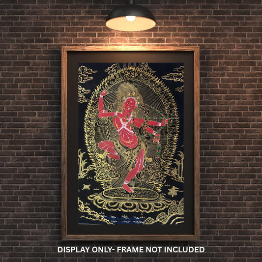 Hand-Painted Black and Gold Kurukulla Tibetan Thangka | Spiritual Art for Meditation & Home Decor