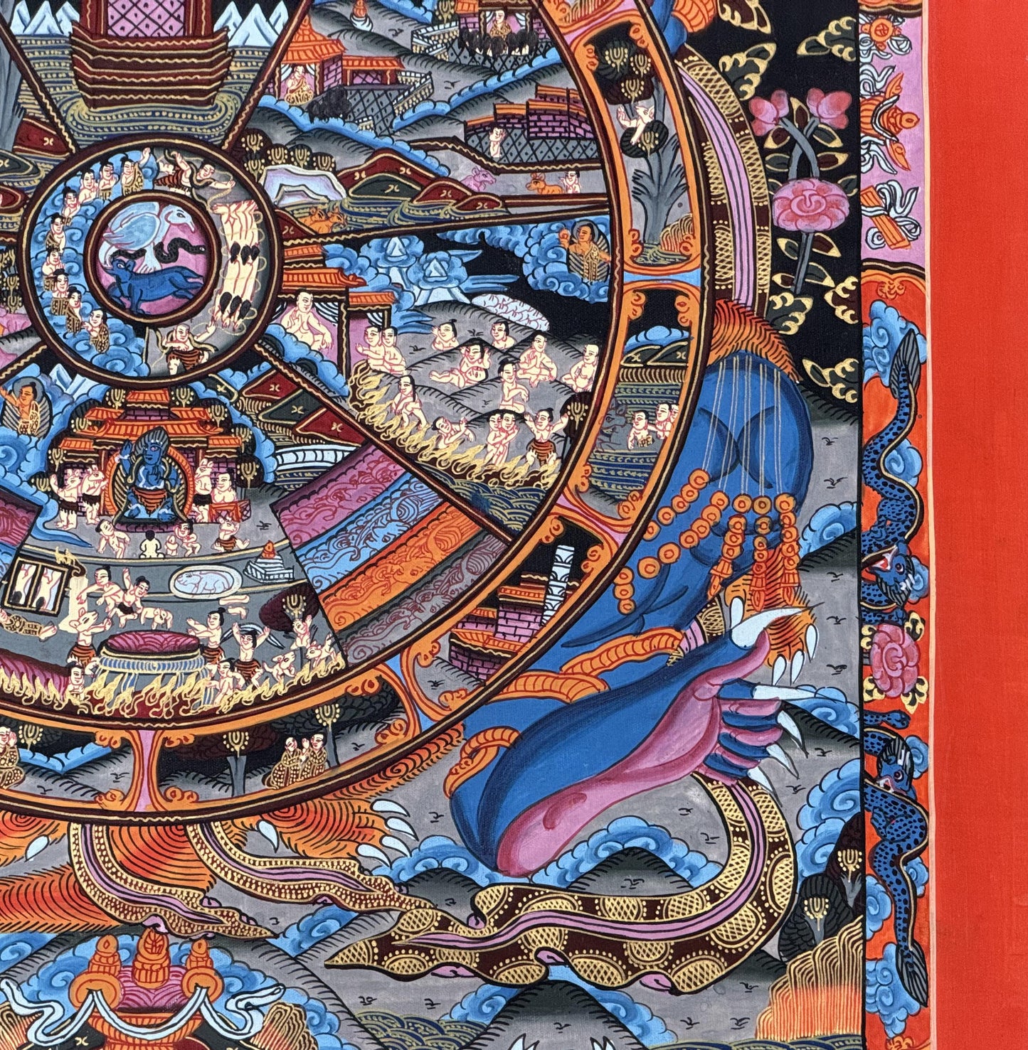 Wheel of Life Bhavachakra Tibetan Thangka Painting | Hand Painted Samsara Mandala Buddhist Art