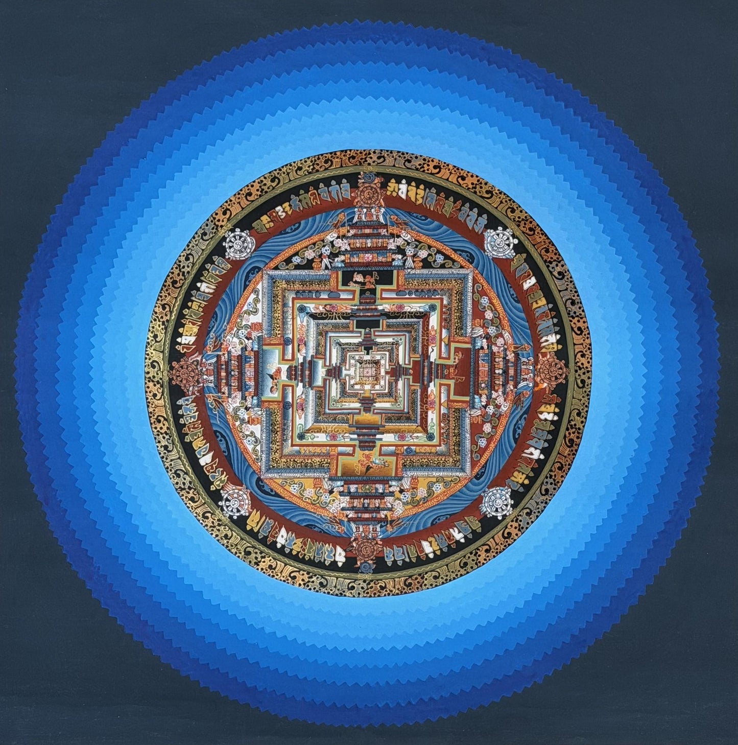 Kalachakra Mandala Tibetan Thangka Painting | Hand Painted Buddhist Mandala | Meditation Art | Silk Brocade Option