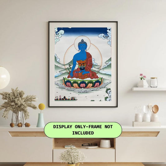 Hand-Painted Medicine Buddha Thangka Painting, Tibetan Healing Art