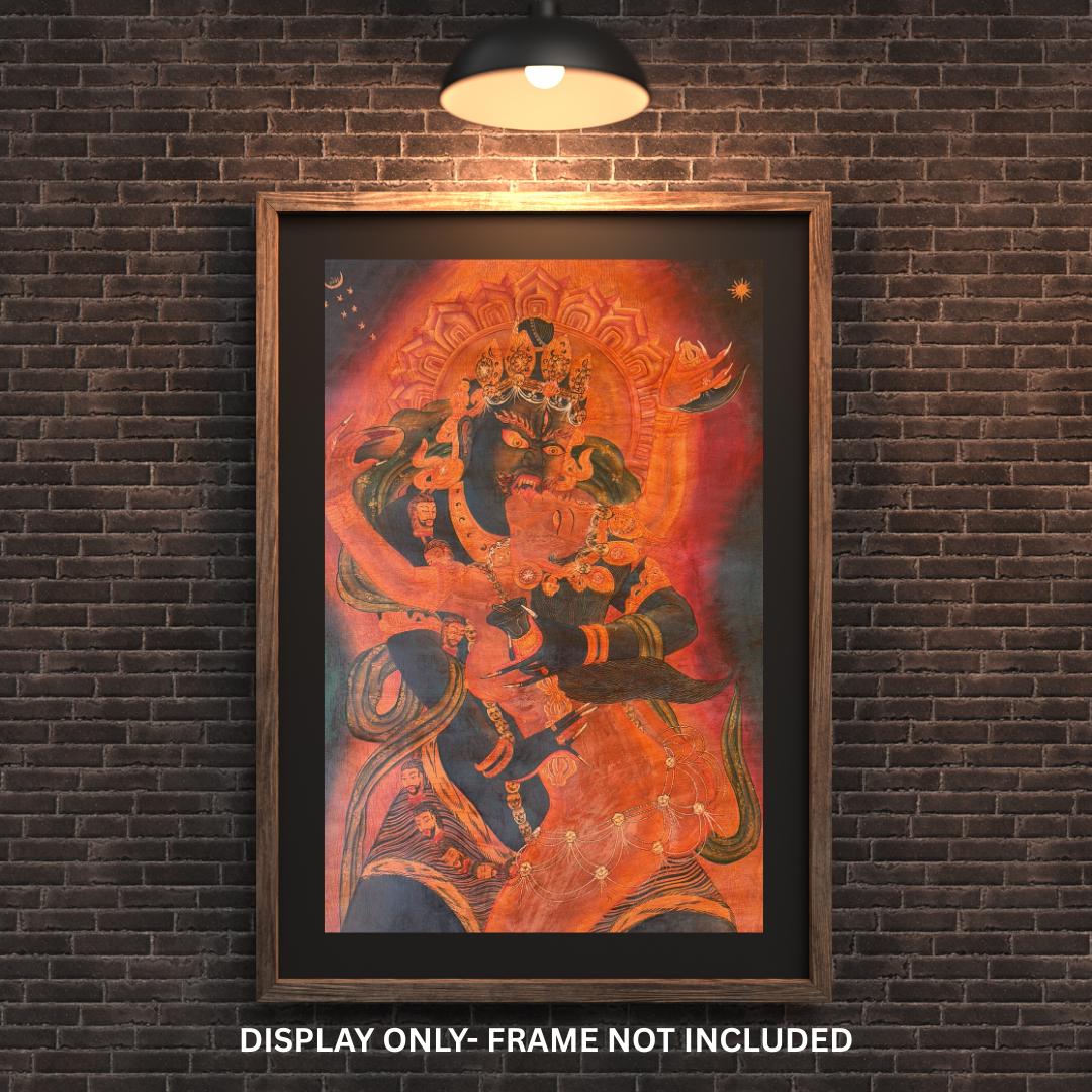 Chakrasamvara Shakti Thangka | Hand-Painted Newari Paubha | Oil-Varnished Buddhist Art | Tantric Yab-Yum ( Union ) Painting