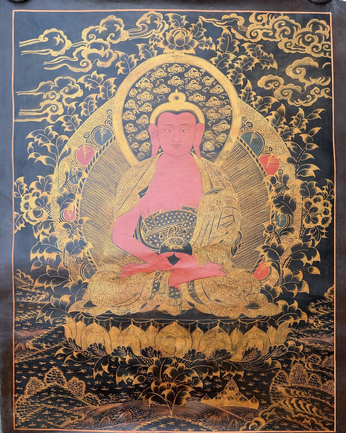 Amitabha Buddha Pure Land Thangka | Large Tibetan Meditation Painting | Sukhavati Compassion Art