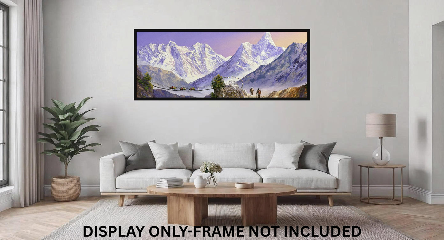 Himalayan Mountain Landscape Acrylic Painting | Everest Trek Scene | Tengboche Canvas Art