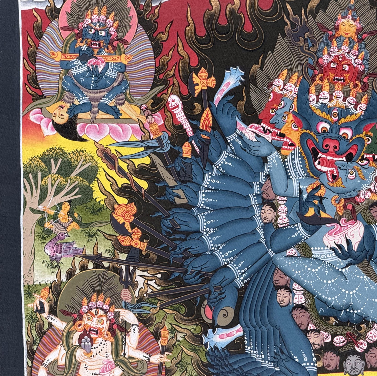 Yamantaka with Shakti 24K Gold Tibetan Thangka Painting – Wrathful Wisdom Deity Art