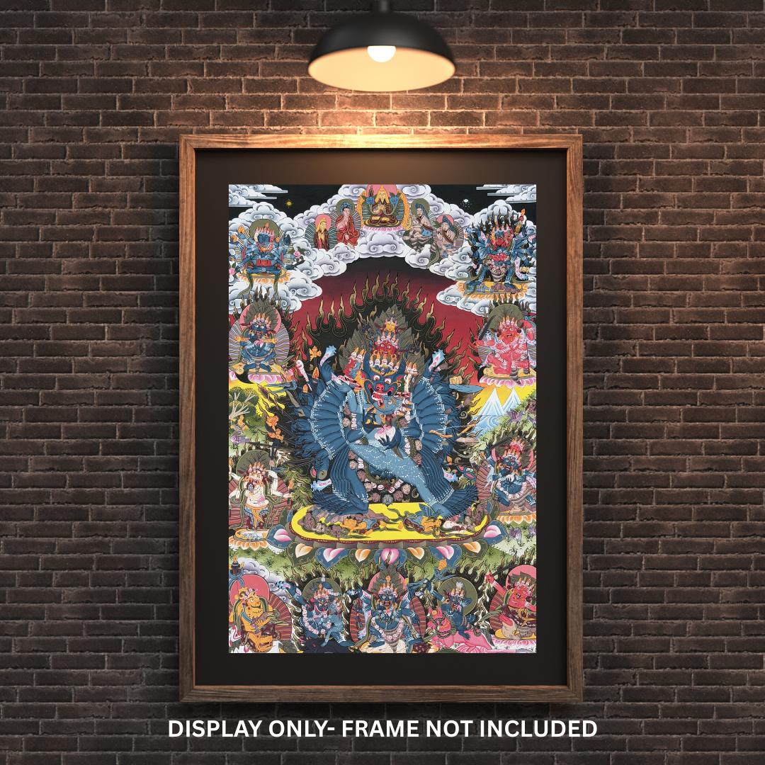 Yamantaka with Shakti 24K Gold Tibetan Thangka Painting – Wrathful Wisdom Deity Art