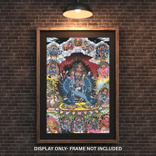 Yamantaka with Shakti 24K Gold Tibetan Thangka Painting – Wrathful Wisdom Deity Art