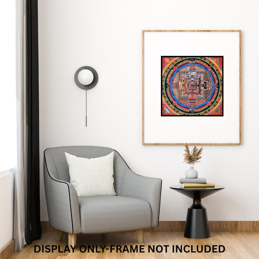 Hand-Painted Kalachakra Mandala Thangka | Wheel of Time Tibetan Art | Original Masterpiece Painting