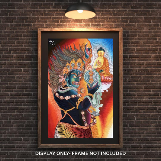 Original Hand-painted Masterpiece Dharmapala Vajrapani Embodied Enlightenment Newari Paubha Thangka Painting from Nepal