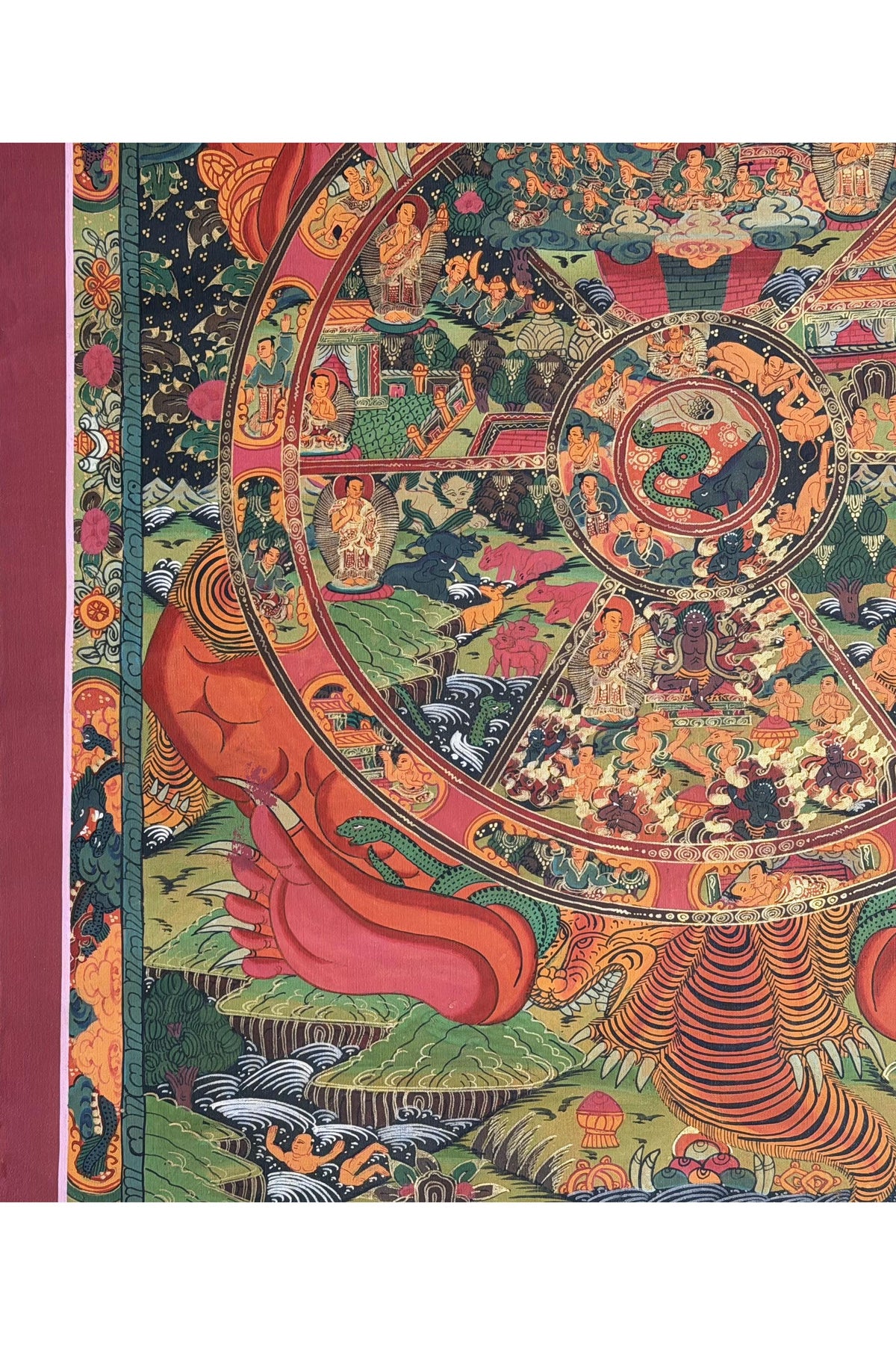 Hand-Painted Wheel of Life Thangka Painting: Tibetan Buddhist Mandala Art