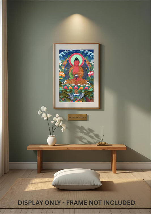 Hand-Painted Amitabha Buddha Thangka Painting – Tibetan Buddhist Spiritual Art