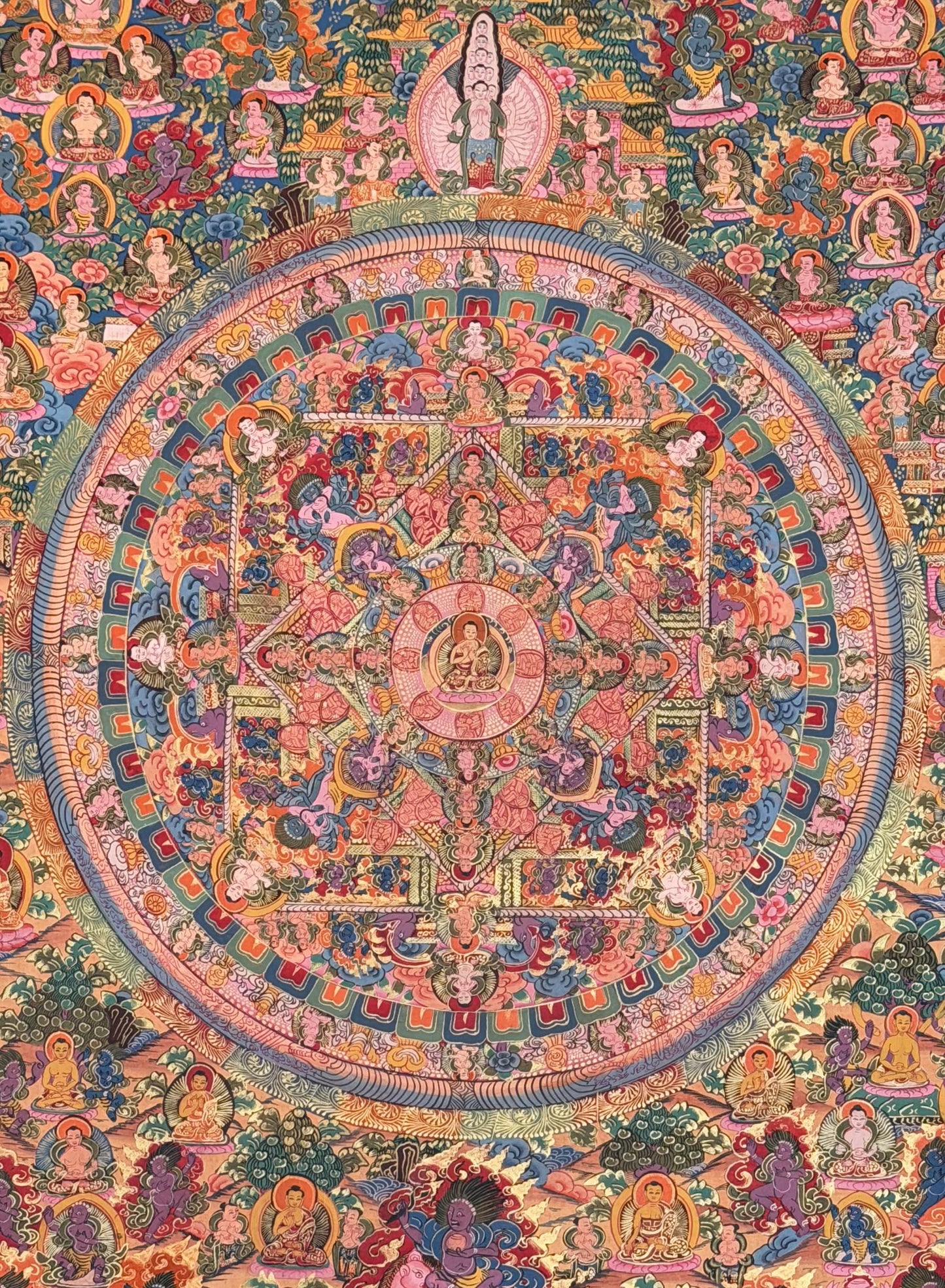 Buddha Life Story Mandala Thangka Painting –Large Hand-Painted Tibetan Buddhist Art