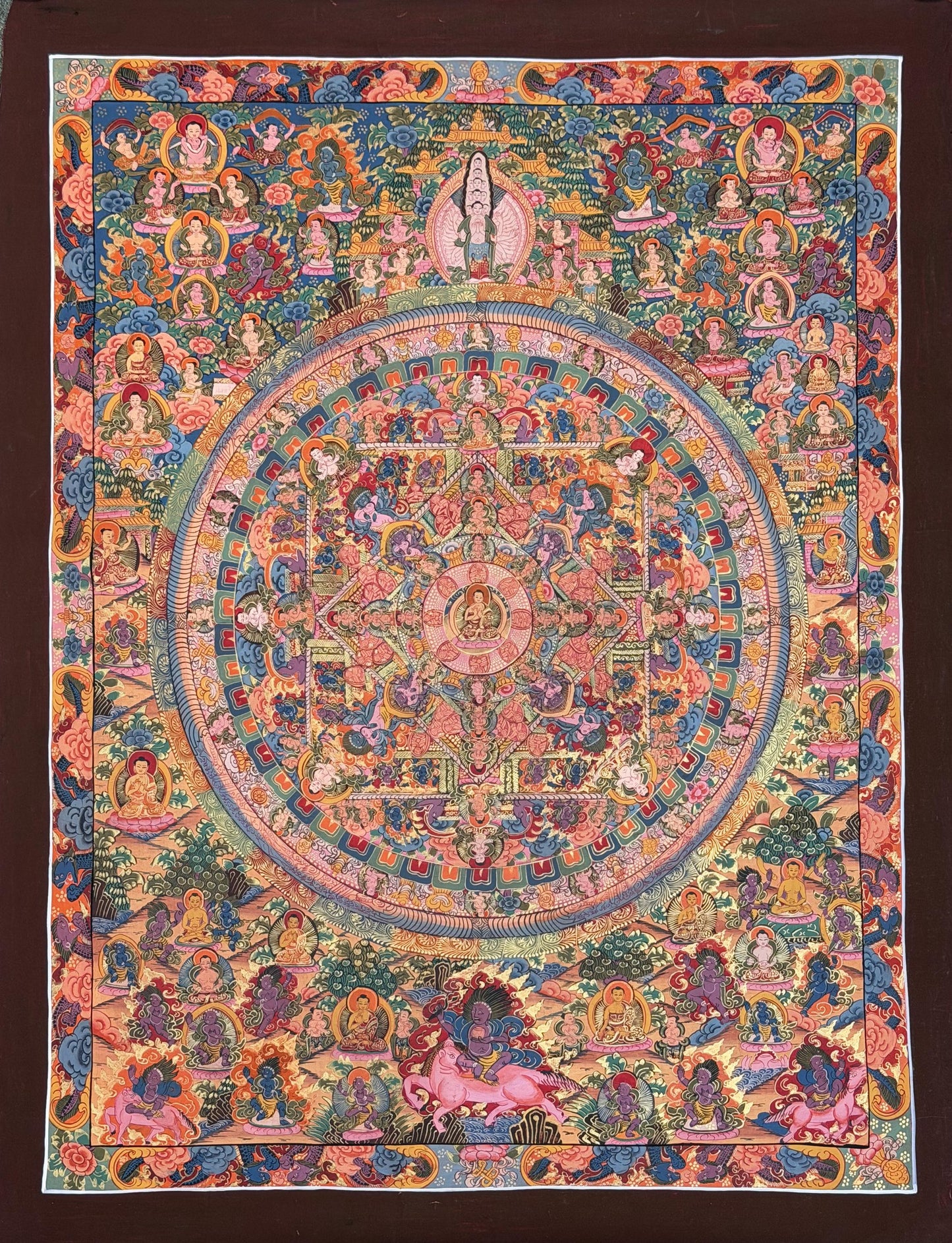 Buddha Life Story Mandala Thangka Painting –Large Hand-Painted Tibetan Buddhist Art