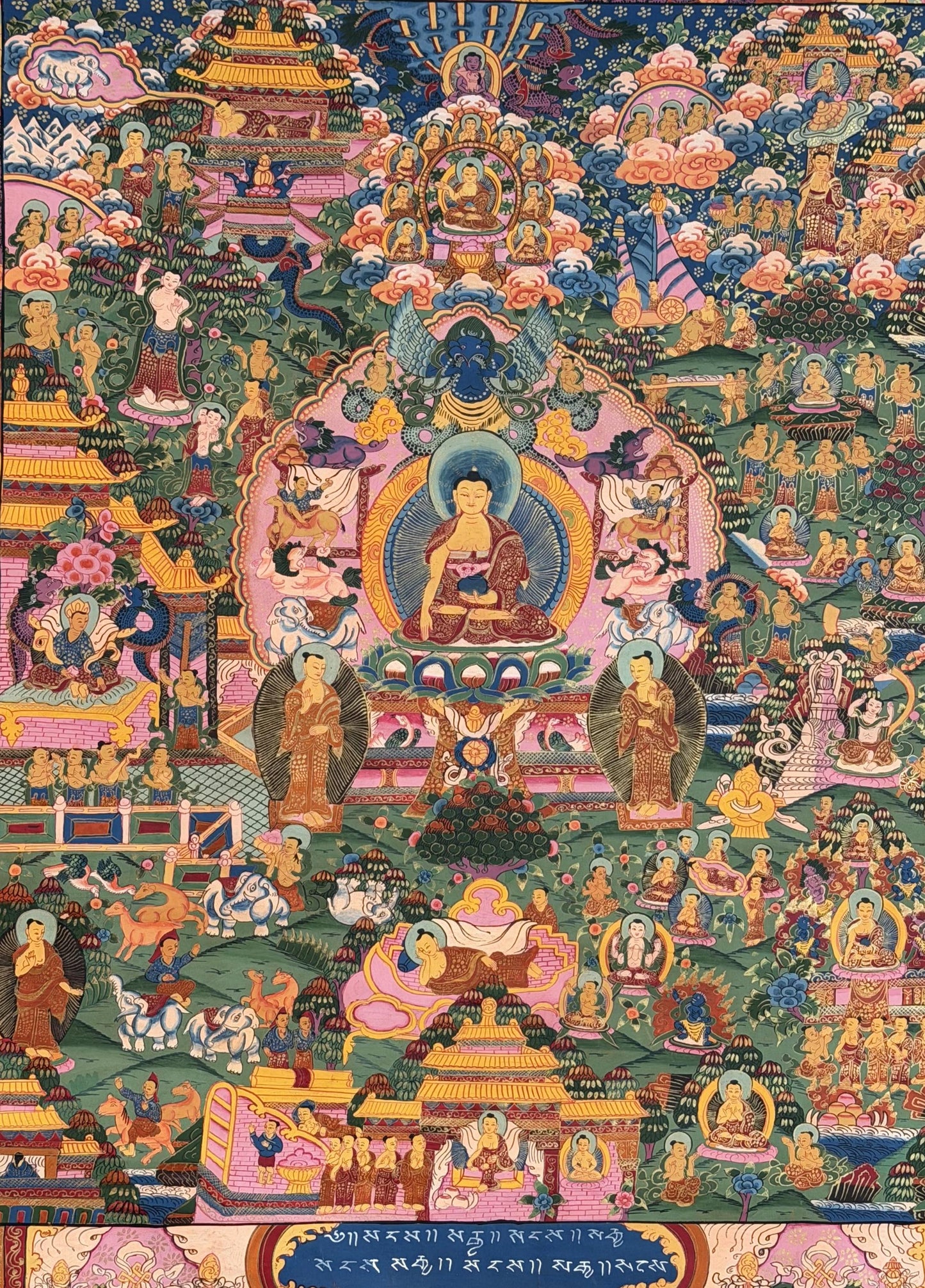 Buddha Life Story Thangka  Painting |  Original Hand-Painted Large Tibetan Buddhist Art