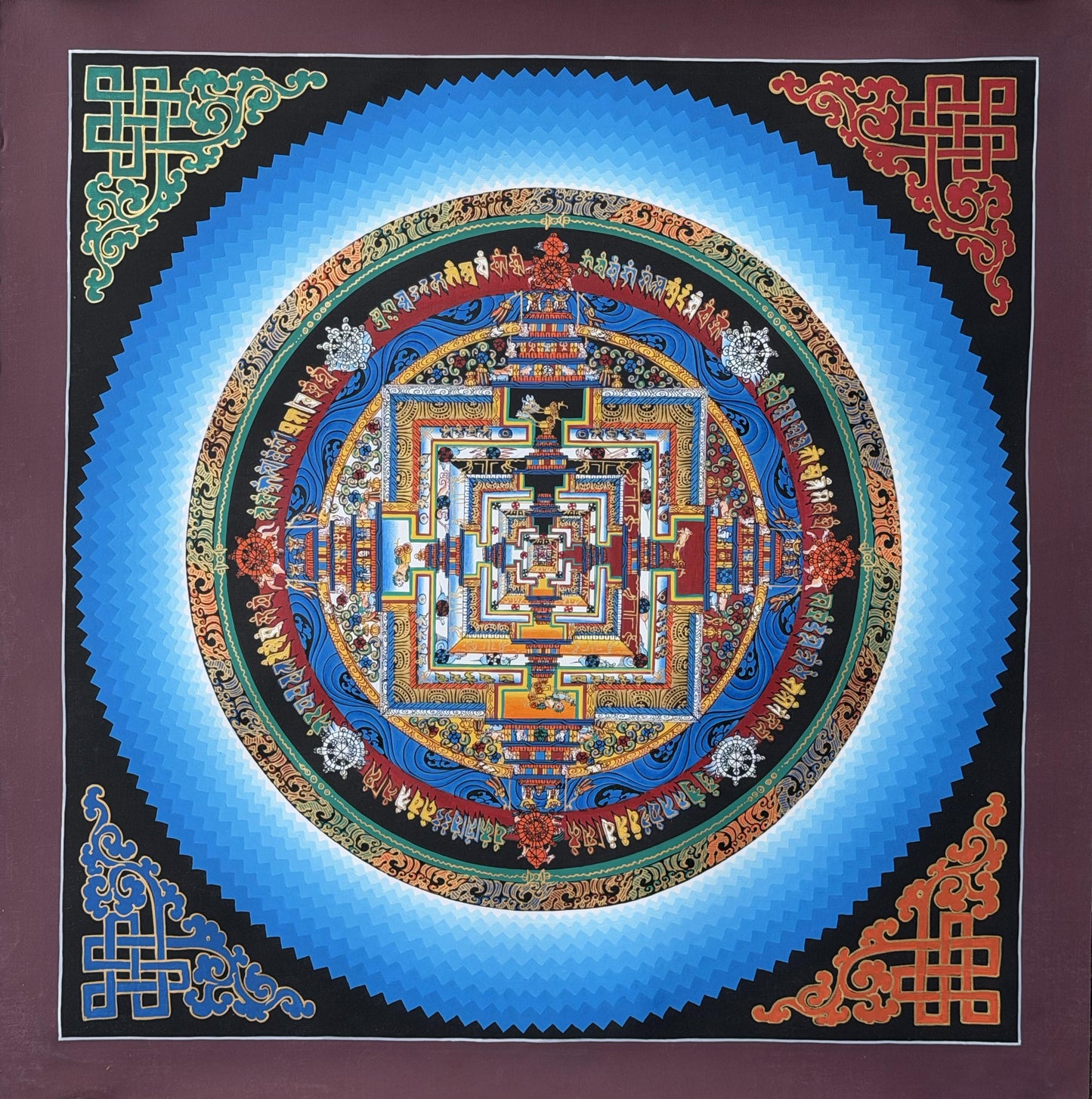 Kalachakra Mandala Thangka | Hand-Painted Tibetan Art | Rainbow Lotus Mandala | Buddhist Wall Decor