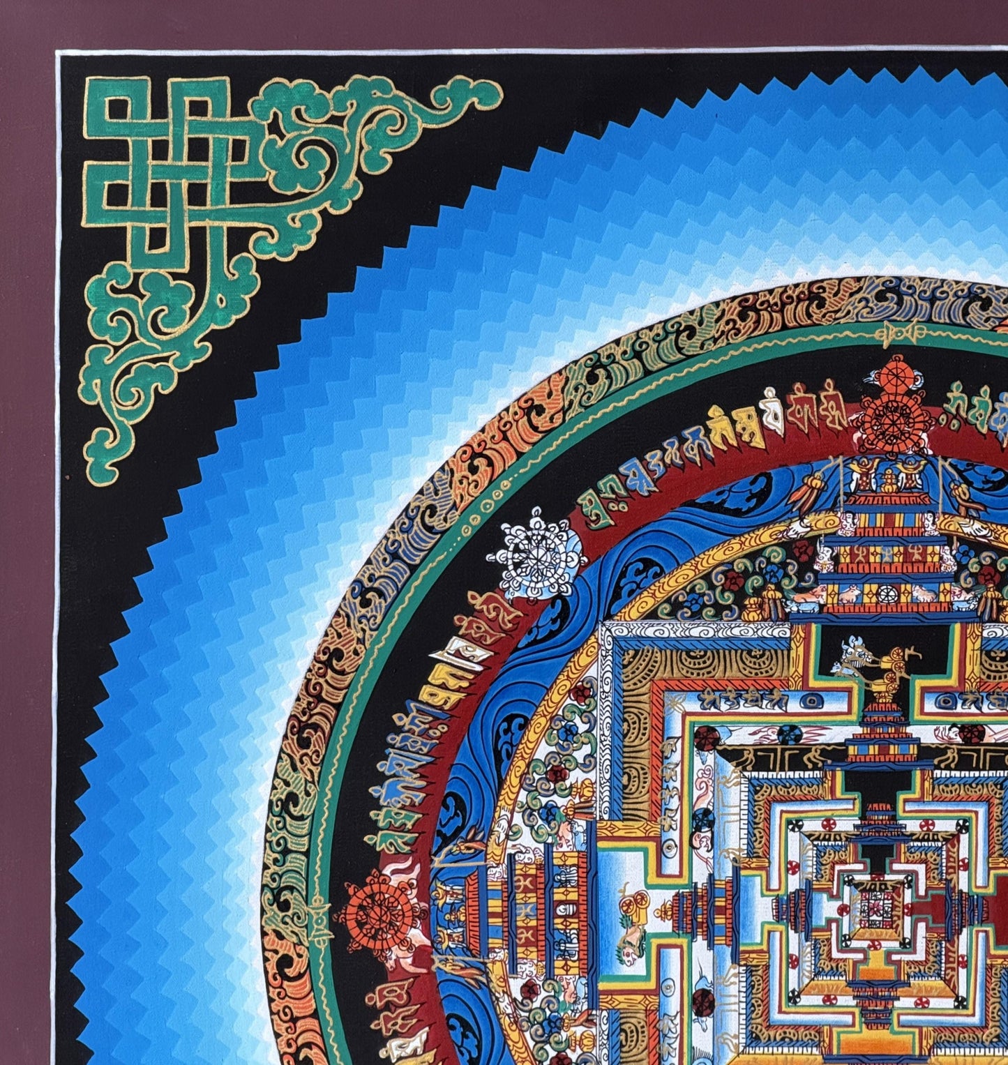 Kalachakra Mandala Thangka | Hand-Painted Tibetan Art | Rainbow Lotus Mandala | Buddhist Wall Decor