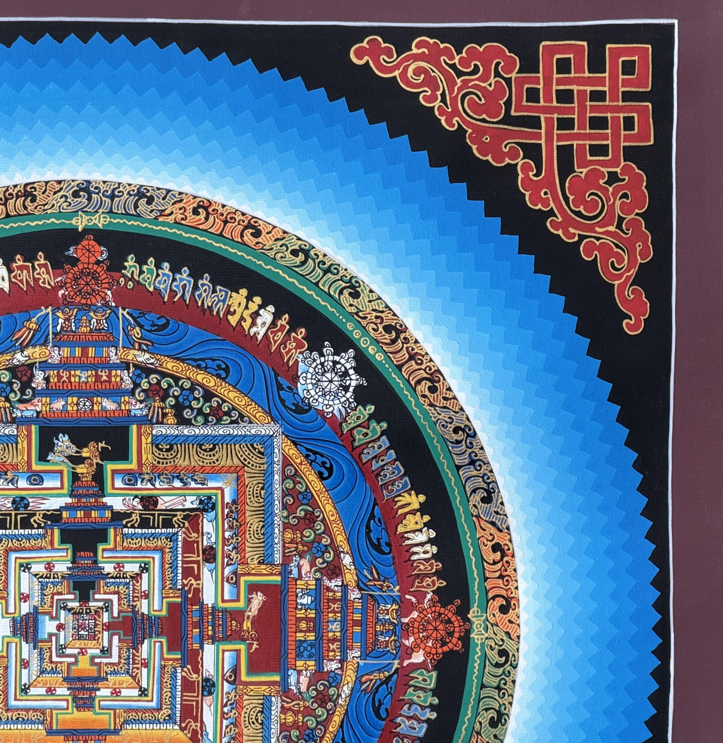 Kalachakra Mandala Thangka | Hand-Painted Tibetan Art | Rainbow Lotus Mandala | Buddhist Wall Decor