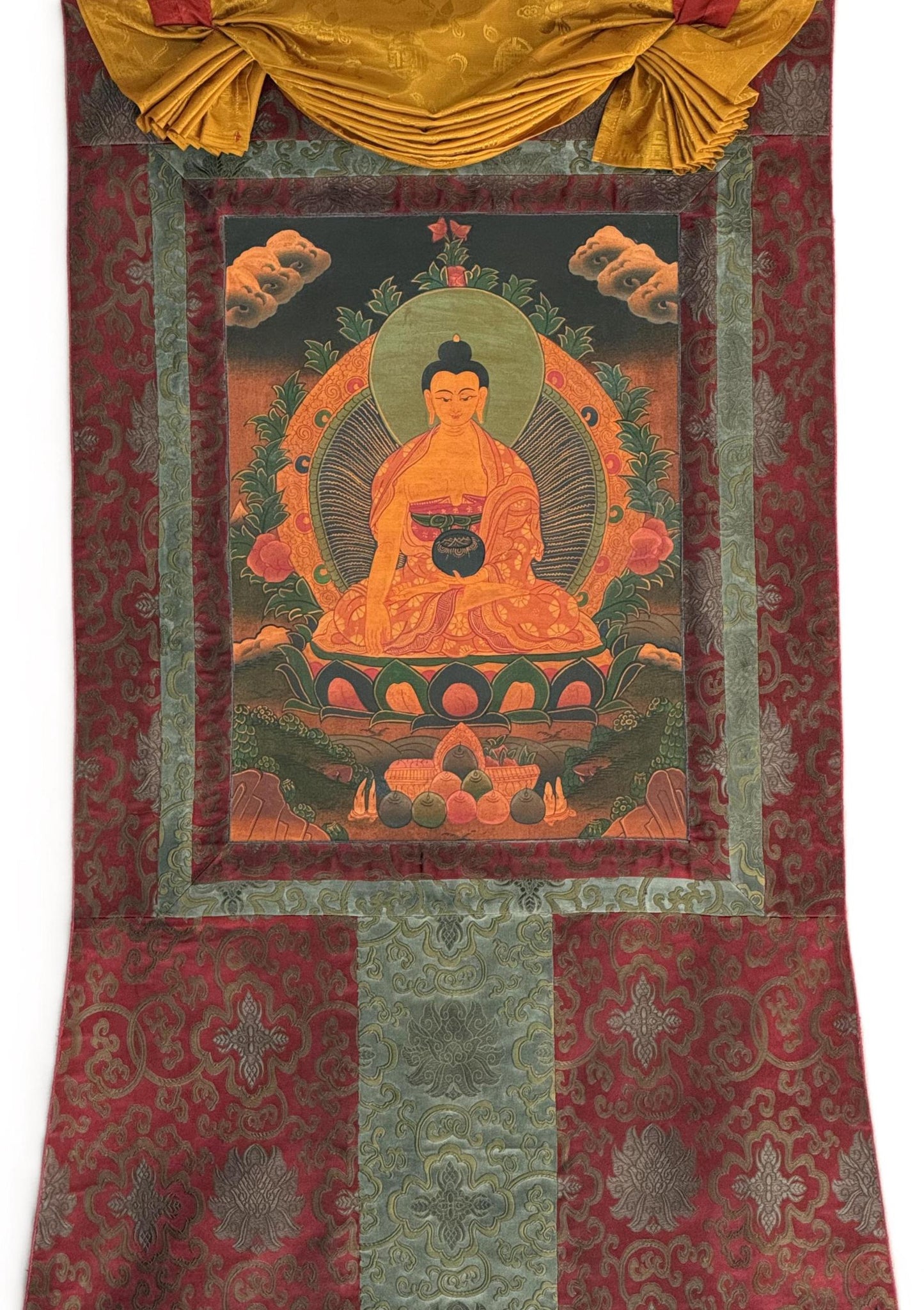 Hand-Painted Shakyamuni Buddha Thangka | Oil Varnished Tibetan Art