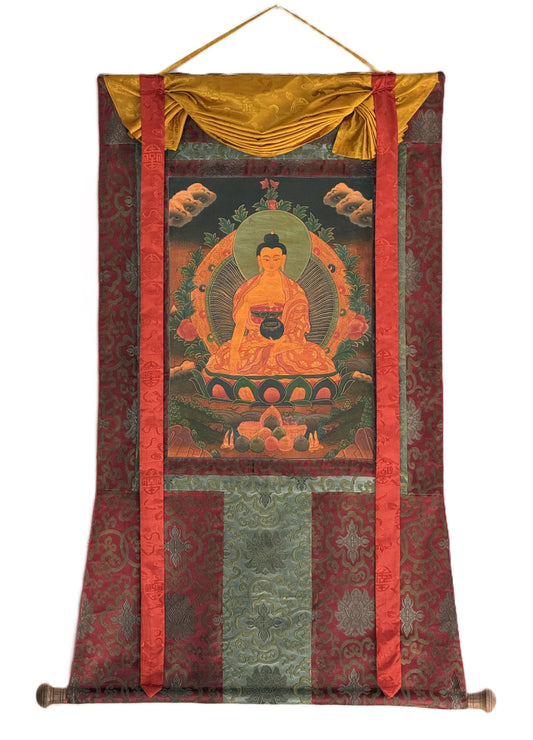 Hand-Painted Shakyamuni Buddha Thangka | Oil Varnished Tibetan Art