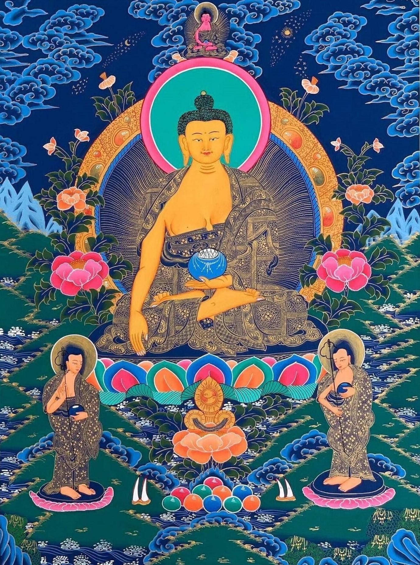 Shakyamuni Buddha Enlightenment Thangka Hand Painted Tibetan Buddhist Art