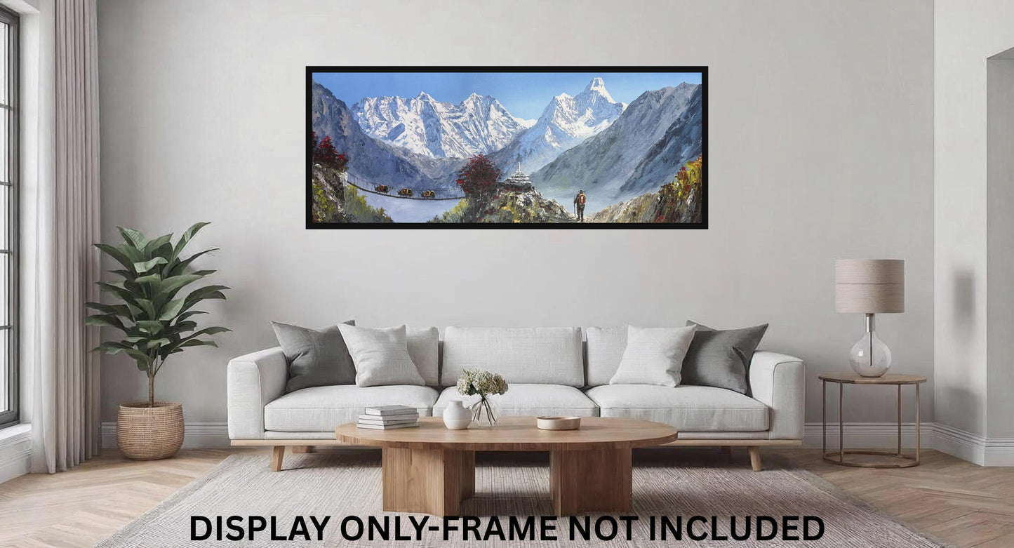 Himalayan Landscape Acrylic Painting | Everest Trek Scene from Tengboche | Mountain Art on Canvas