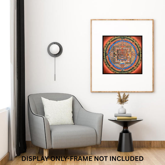 Hand-Painted Kalachakra Mandala Thangka | Tibetan Wheel of Time Art | Fine Tibetan Painting |  Spiritual Decor