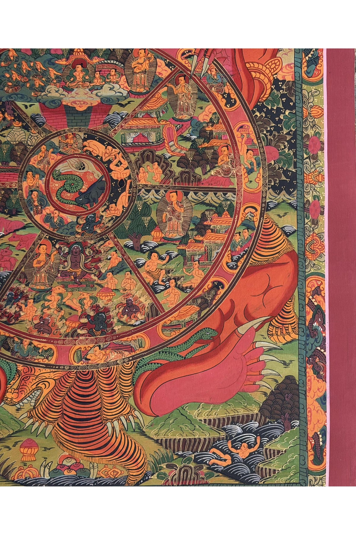 Hand-Painted Wheel of Life Thangka Painting: Tibetan Buddhist Mandala Art
