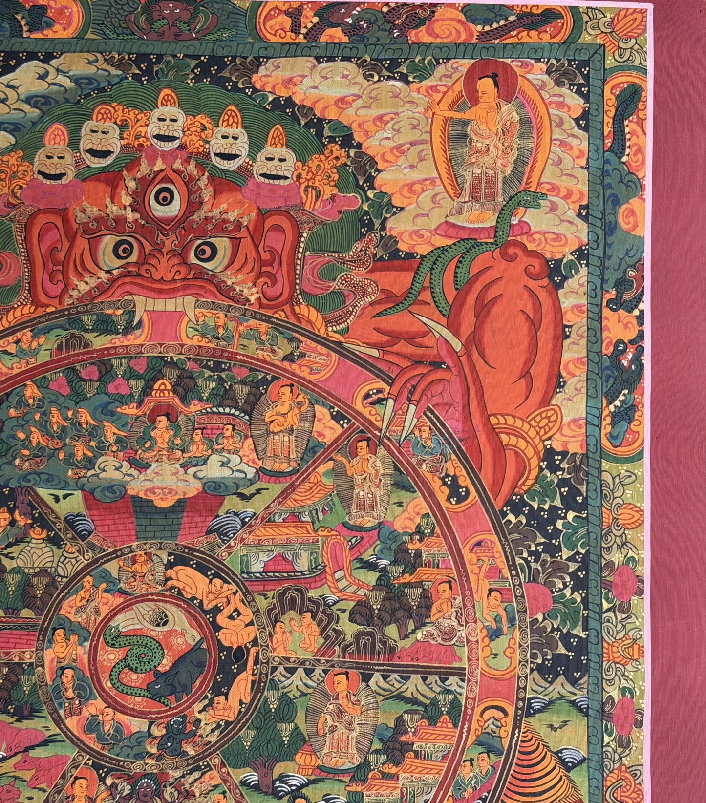 Hand-Painted Wheel of Life Thangka Painting: Tibetan Buddhist Mandala Art